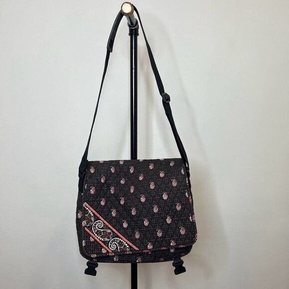 Vera Bradley Messenger Shoulder Bag Quilted Brown Floral Paisley Crossbody - Picture 7 of 9